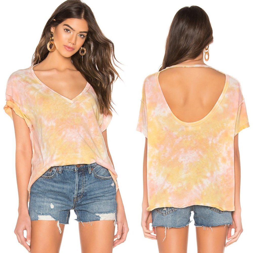 NWT Free People All Mine Orange Tie Dye SS T-Shirt - Picture 3 of 10